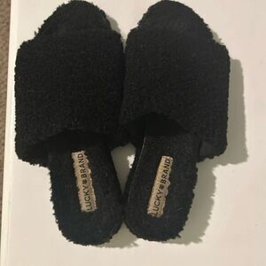 Lucky Brand Gadini Woman’s faux shelling open toe slide slippers black size 7